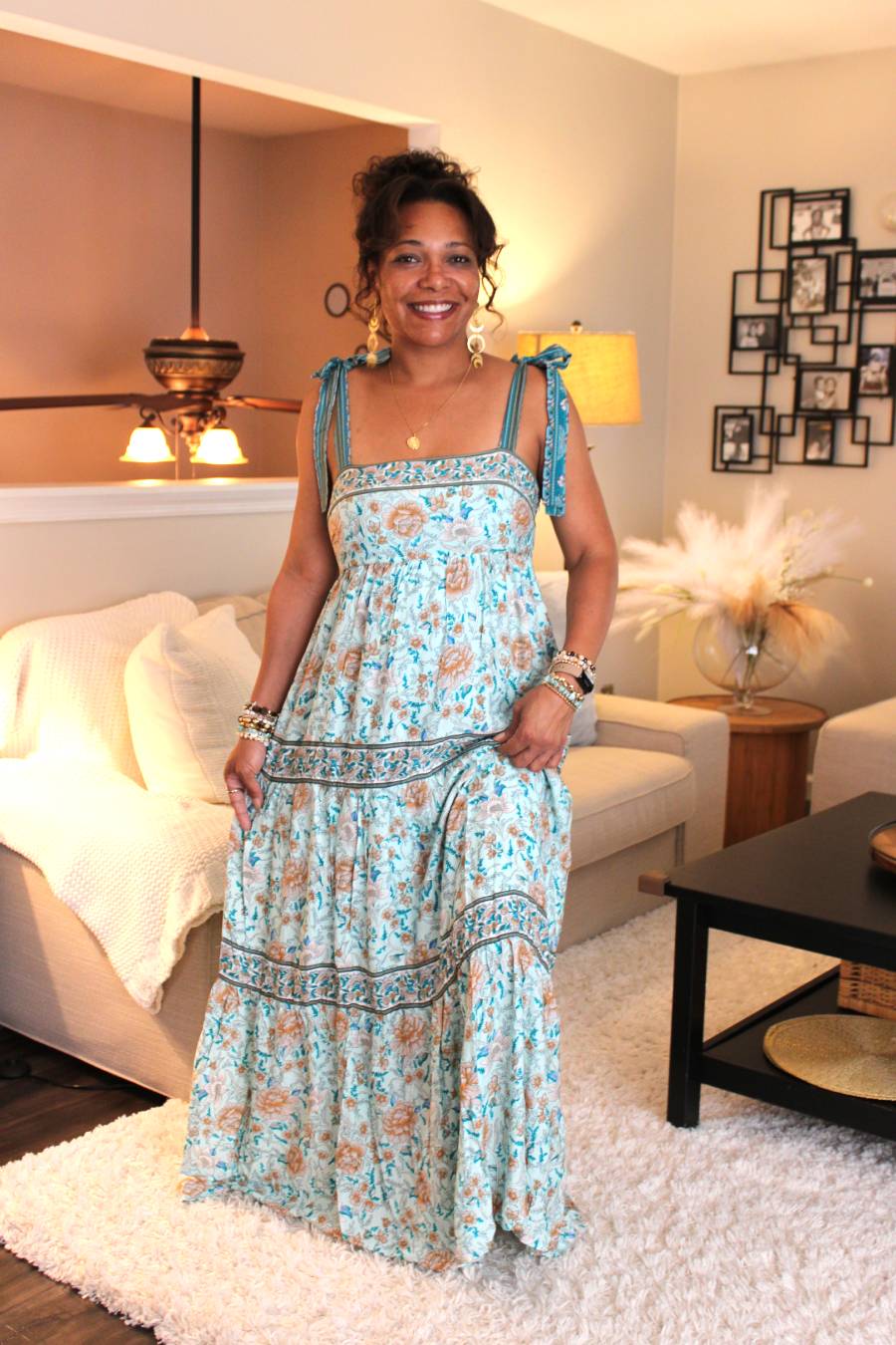 Floral Sea Foam Maxi Dress