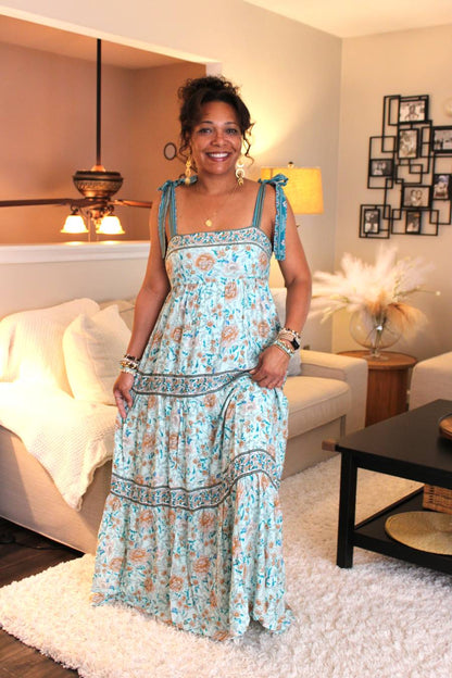 Floral Sea Foam Maxi Dress