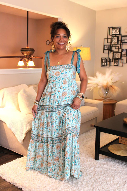 Floral Sea Foam Maxi Dress