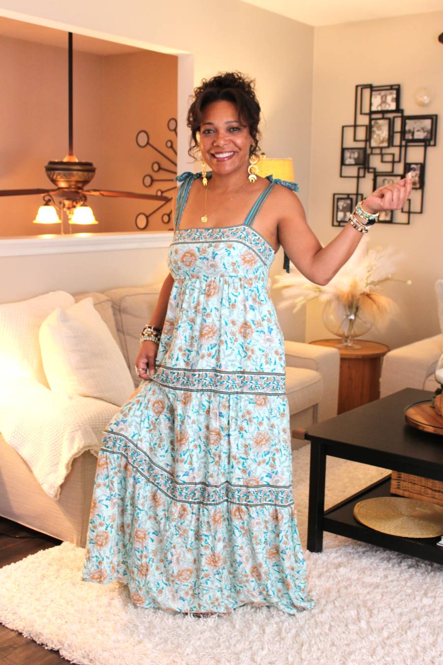 Floral Sea Foam Maxi Dress