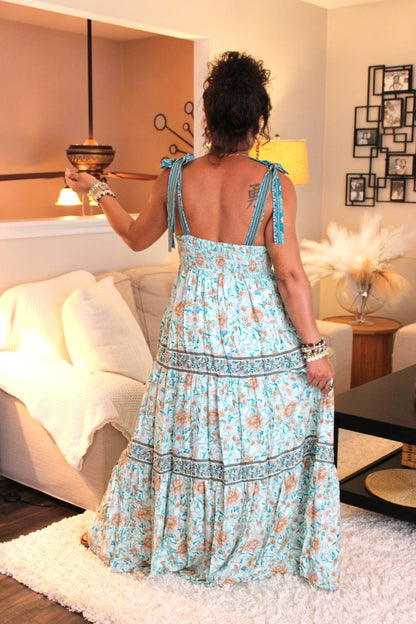Floral Sea Foam Maxi Dress