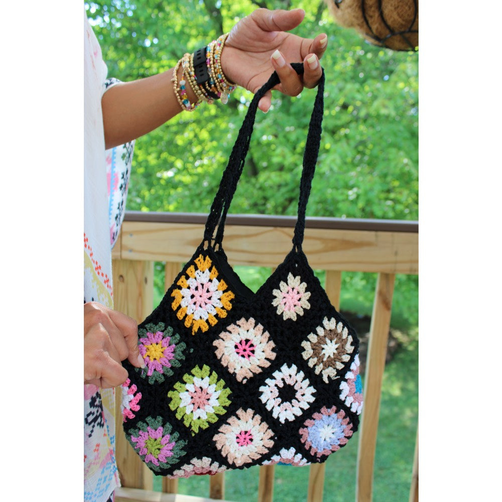 Flower Crochet Clutch Bag