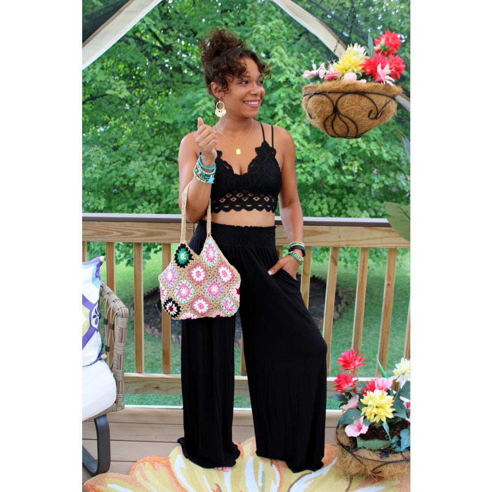 Flower Crochet Clutch Bag