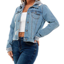 Load image into Gallery viewer, Alice Flowless Hooded Denim Jacket
