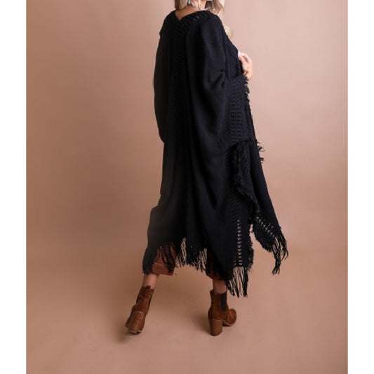 Frayed Border Bohemian Ruana