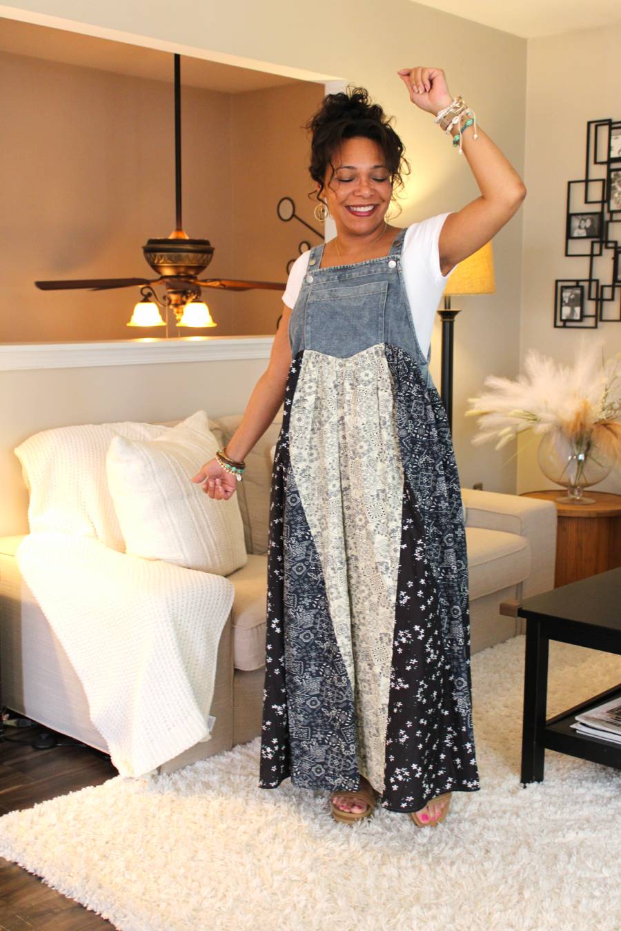 Free Spirited Patchwork Overall Dress