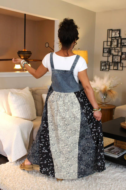 Free Spirited Patchwork Overall Dress