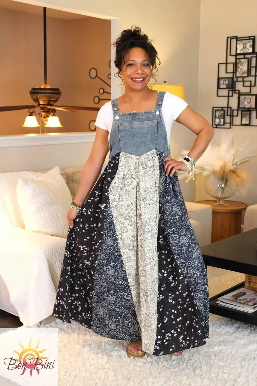 Jo Denim Patchwork Overall Maxi Dress Oddi Medium Jo Denim Patchwork Overall Maxi Dress Oddi Medium
