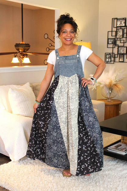 Free Spirited Patchwork Overall Dress