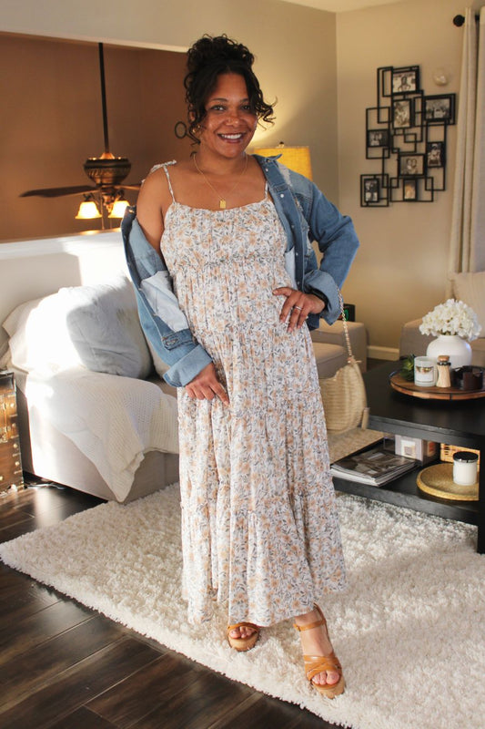 Hazel Floral Shirred Maxi Dress