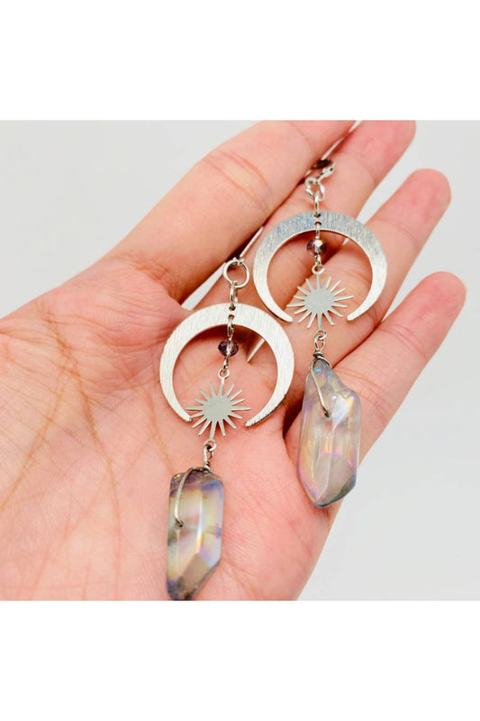 Iridescent Celestial Moon Pillar Earrings