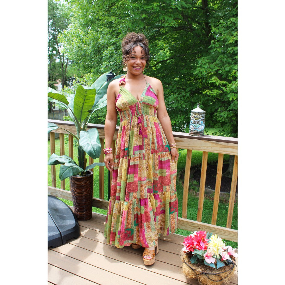 Island Aura Halter Maxi Dress