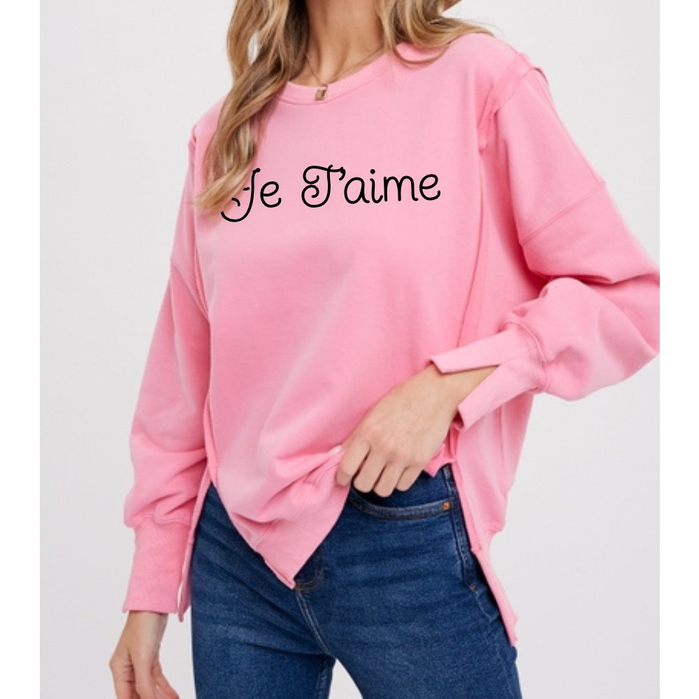 Je T'aime Side Slit Sweatshirt
