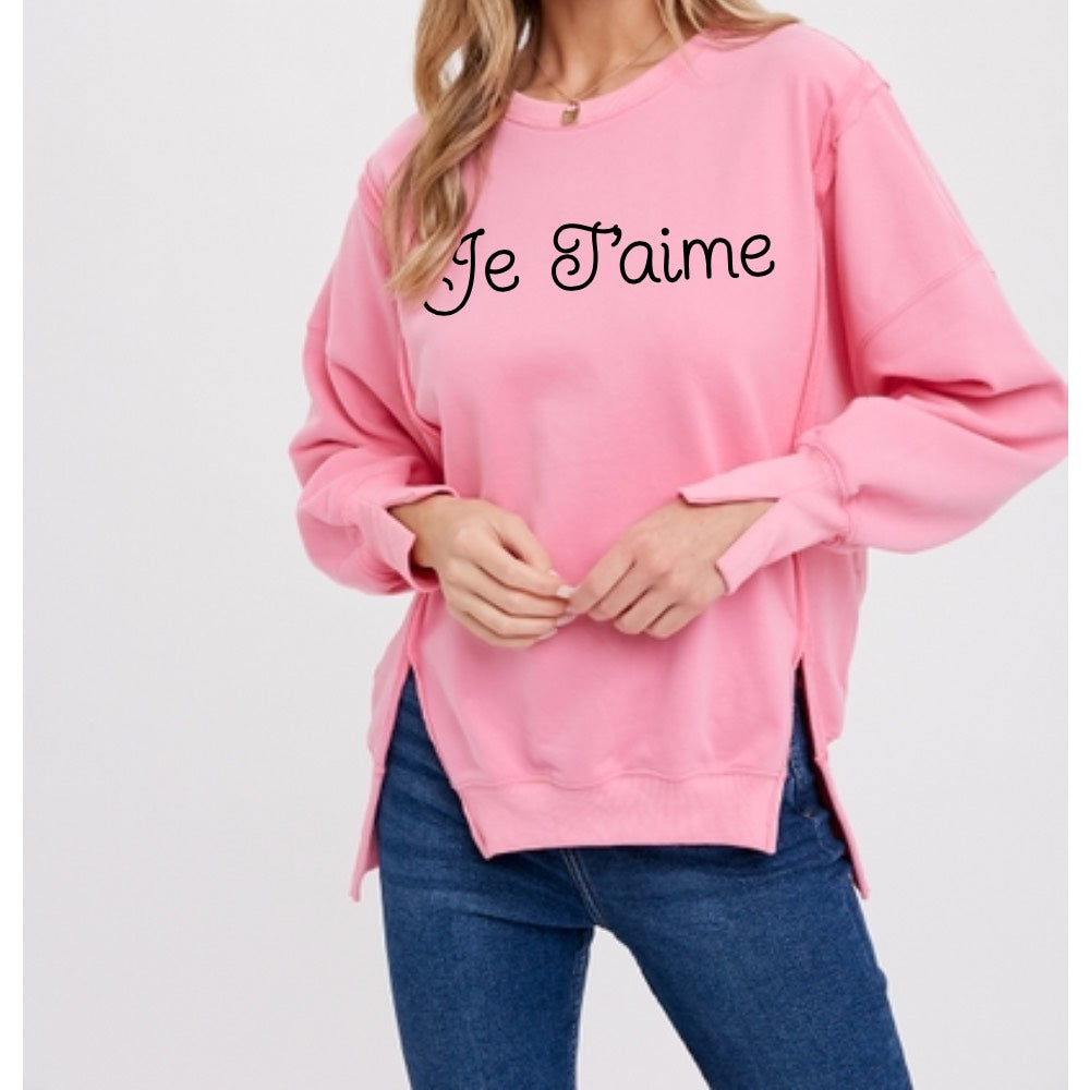 Je T'aime Side Slit Sweatshirt