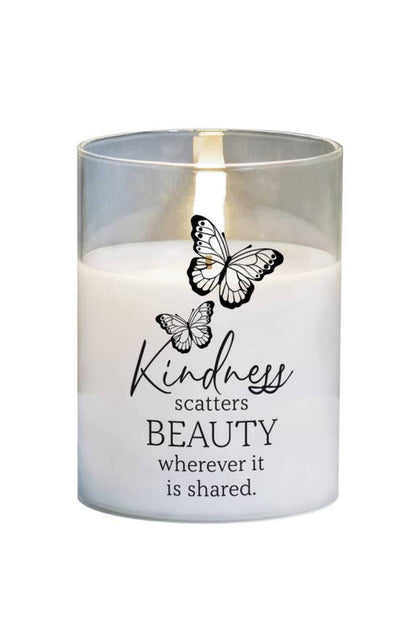 "Kindness Scatters Beauty Wherever It Is Shared" Butterfly LED Glass Candle