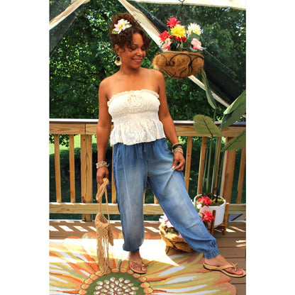 Lace Tie Front Tube Top