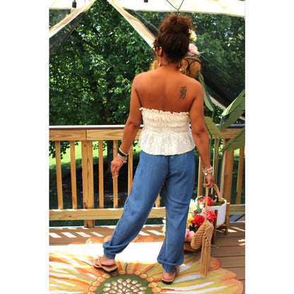 Lace Tie Front Tube Top