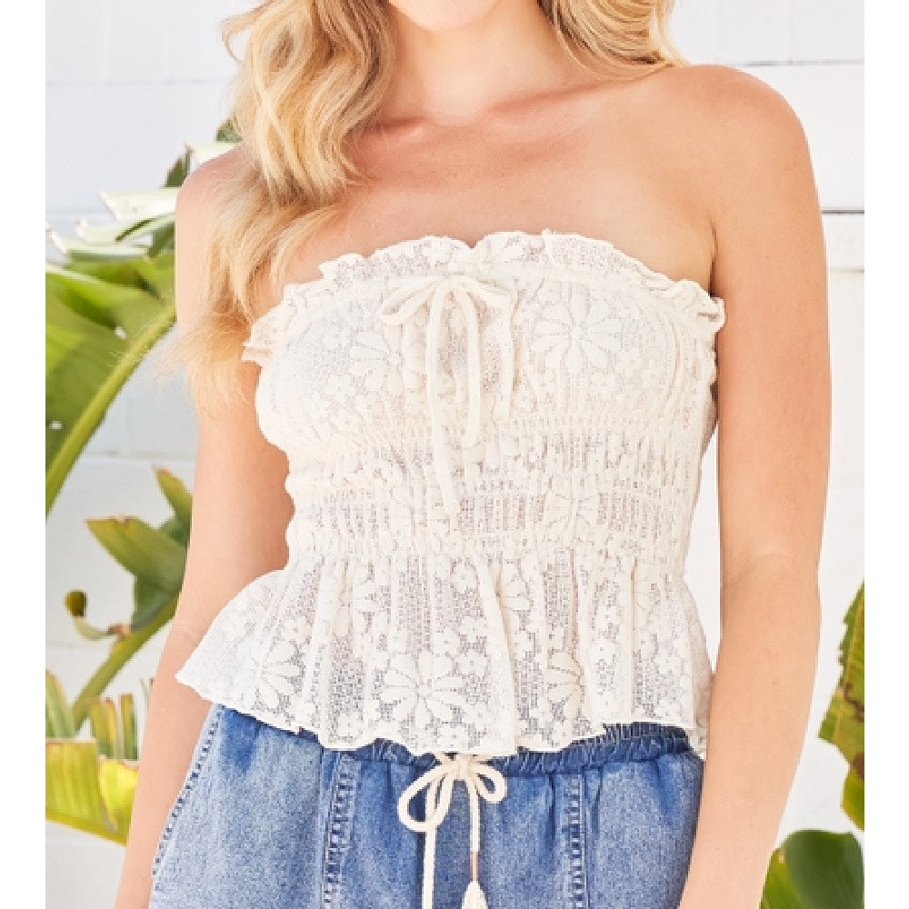 Lace Tie Front Tube Top