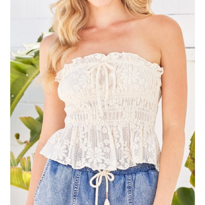 Lace Tie Front Tube Top