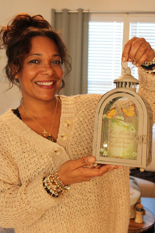 "Our Home God Knows Where We Live" Butterfly Vintage Lantern