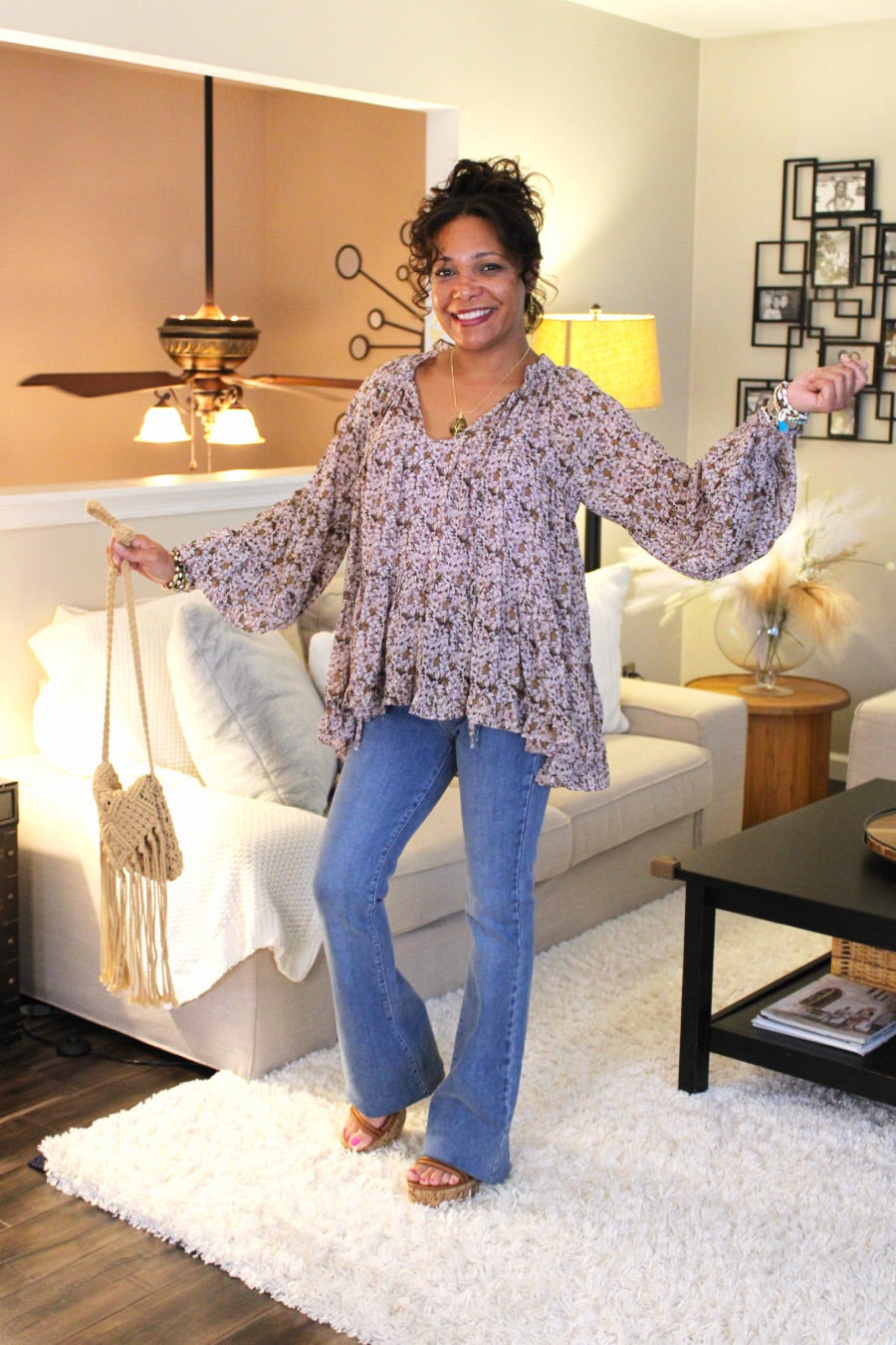 Lavender Haze Cami Lined Peasant Top
