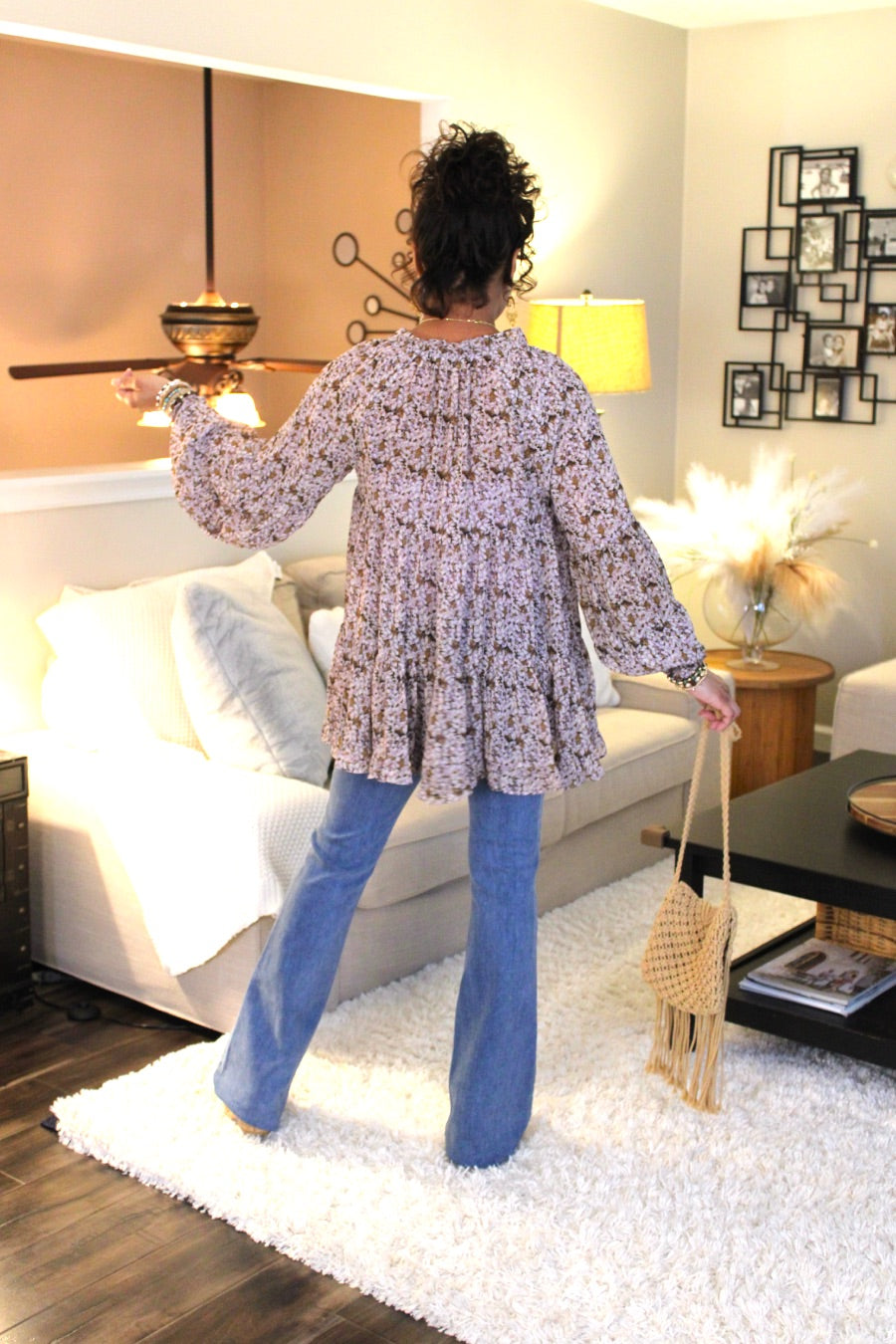 Lavender Haze Cami Lined Peasant Top