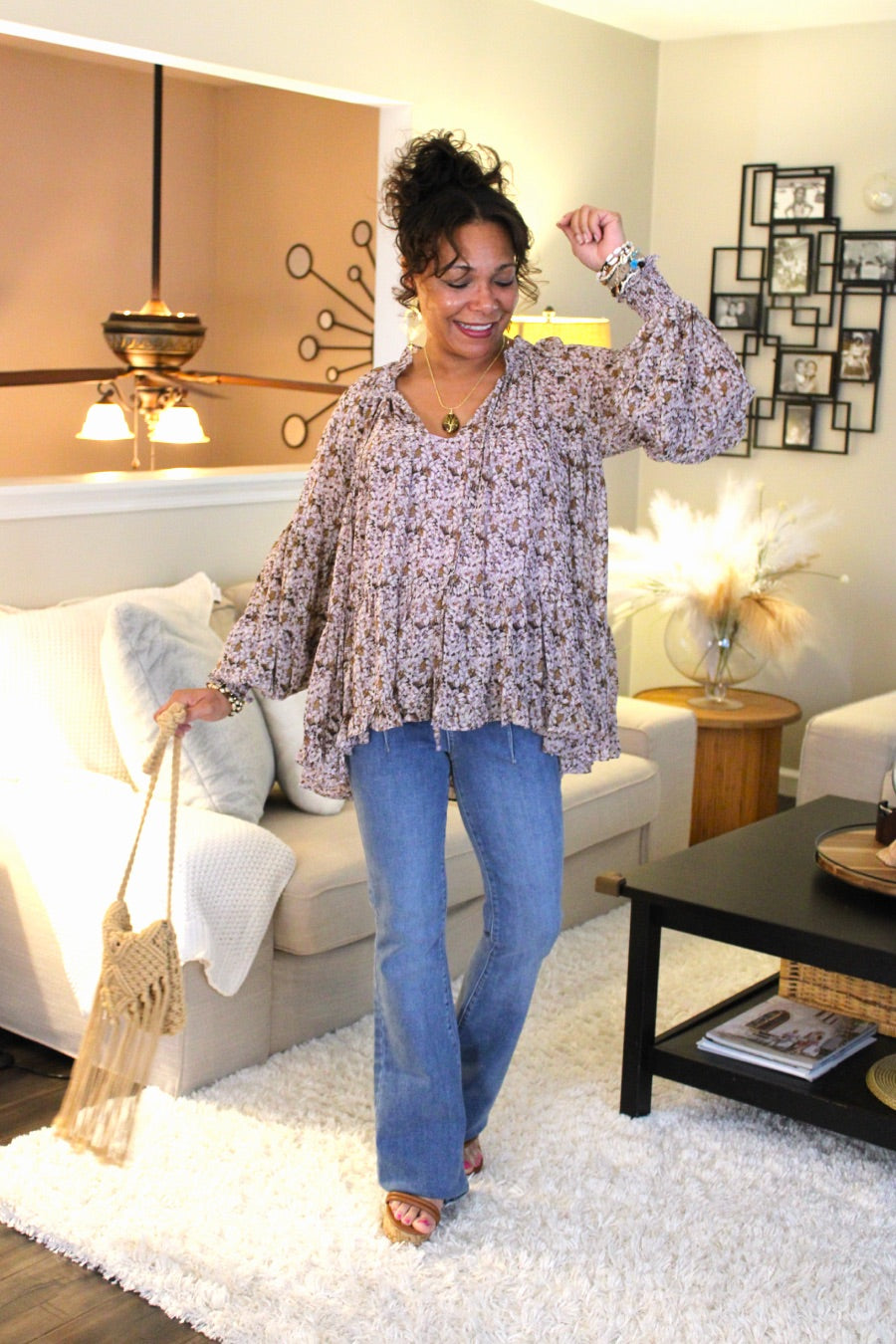 Lavender Haze Cami Lined Peasant Top