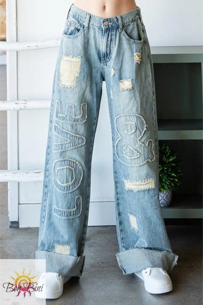 O&H "& Love" Patched Denim Jeans