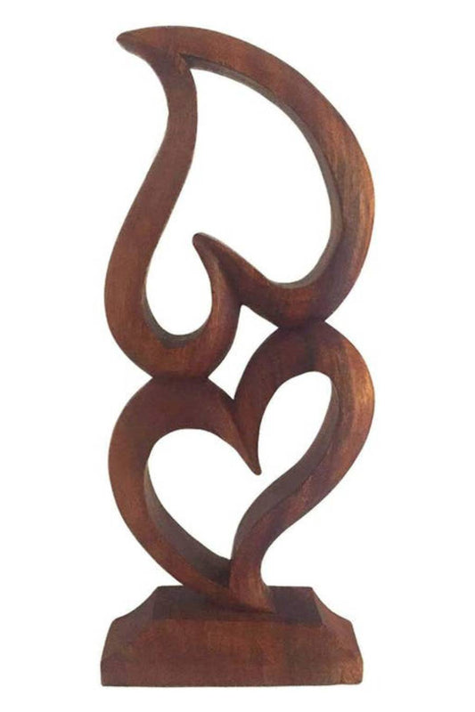 Love On Top Of Love Wooden Heart Figurine Statue