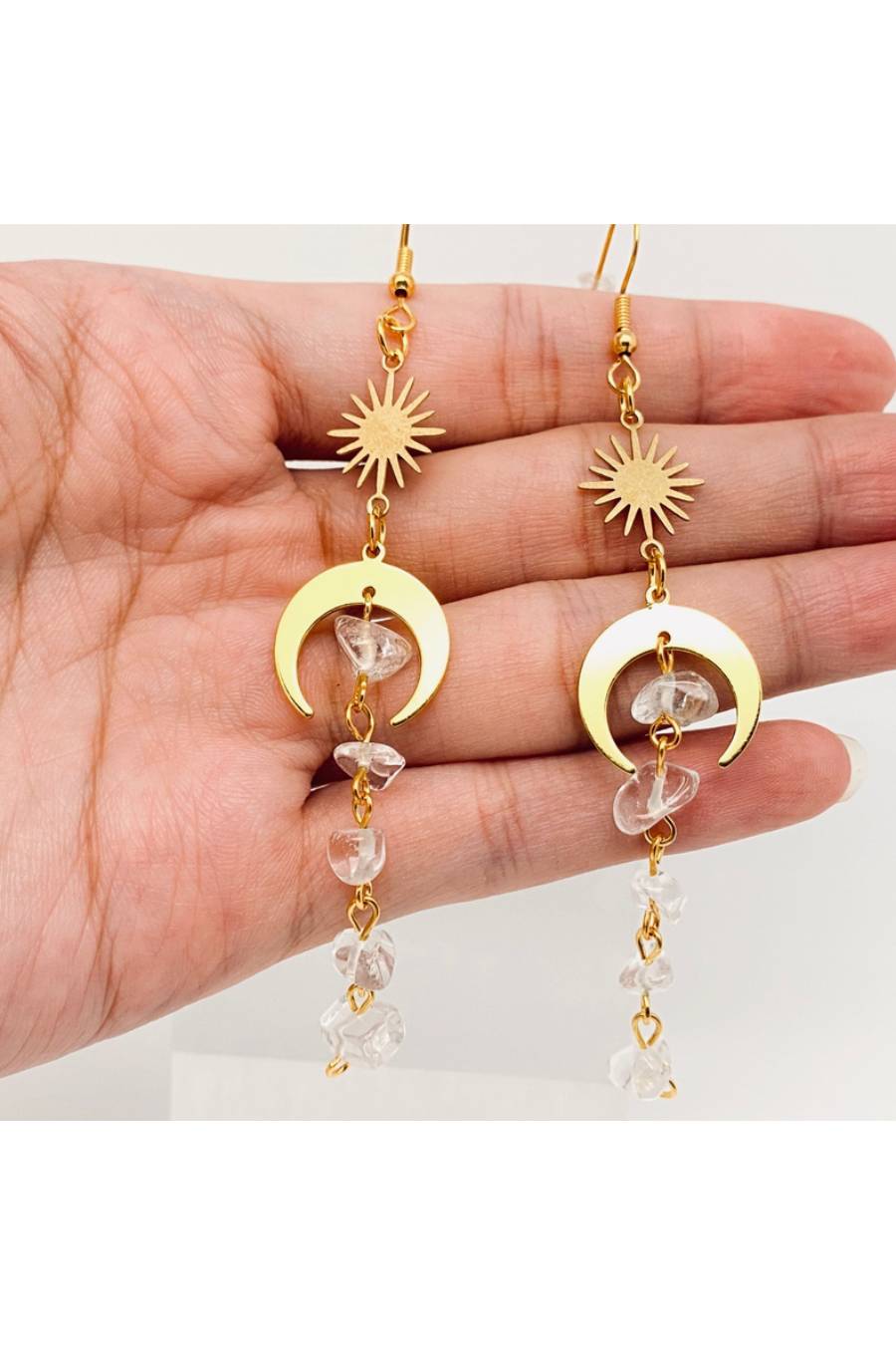 Lunar Starlight Crystal Waterfall Earrings