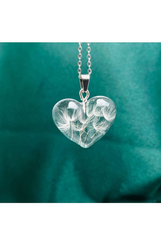 Make A Wish Dandelion Heart Necklace