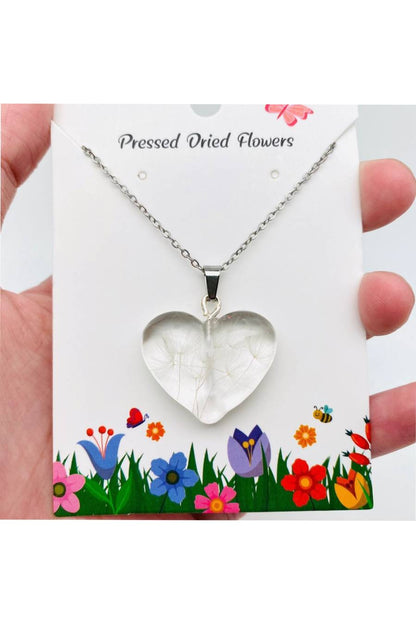 Make A Wish Dandelion Heart Necklace