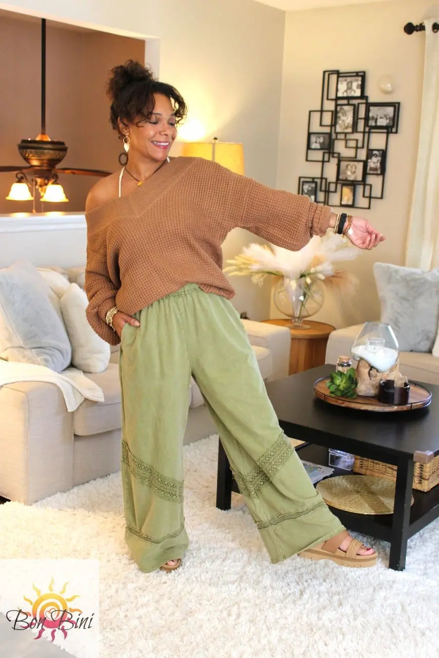 JH Mineral Wash Boho Trim Pants