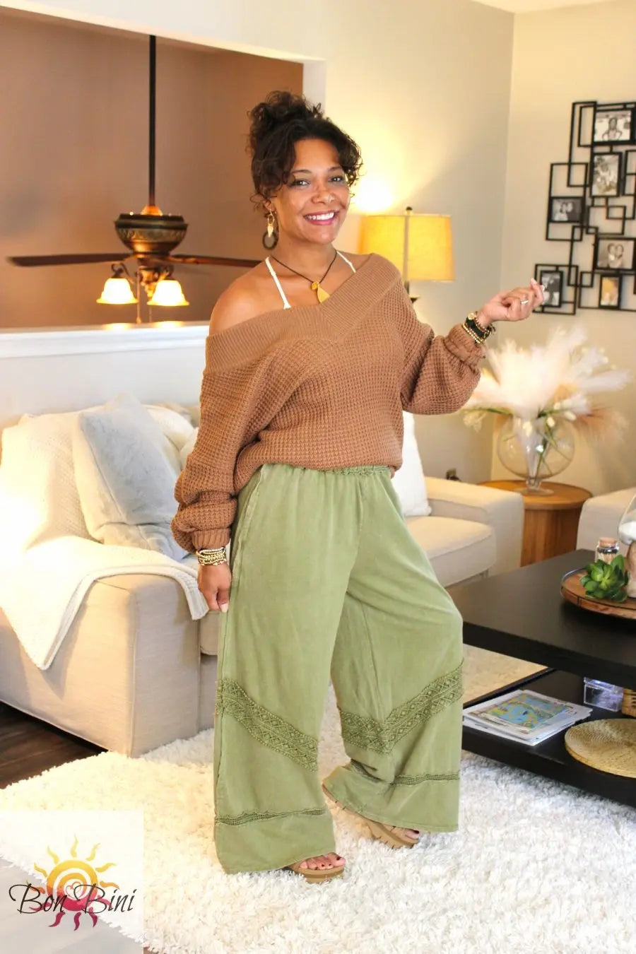 JH Mineral Wash Boho Trim Pants