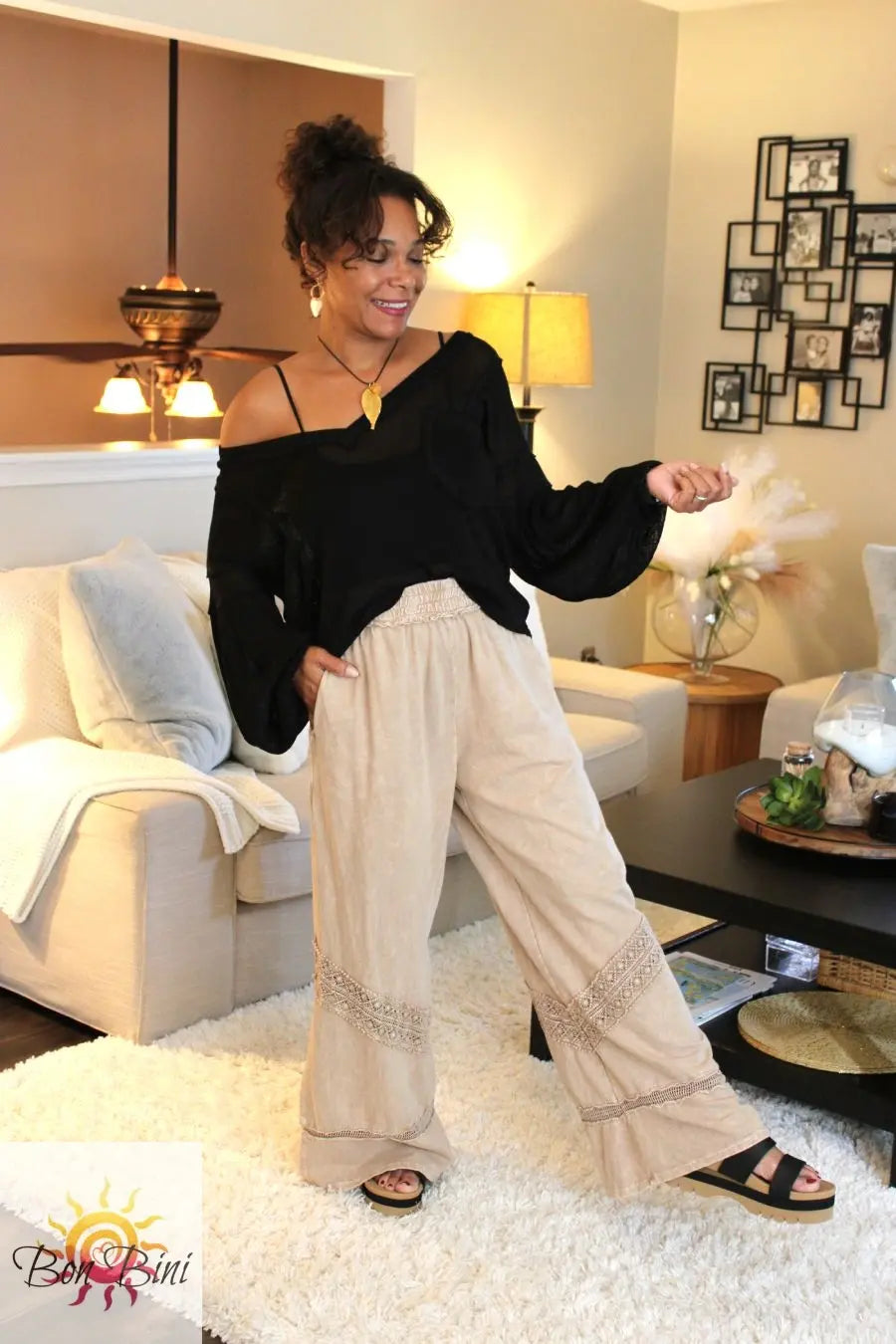 JH Mineral Wash Boho Trim Pants