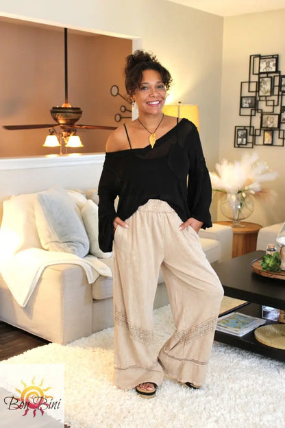 JH Mineral Wash Boho Trim Pants
