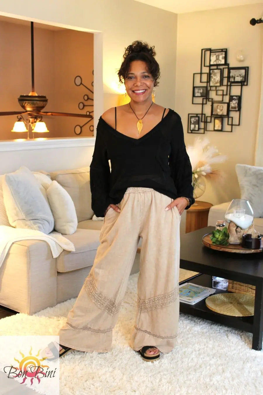 JH Mineral Wash Boho Trim Pants