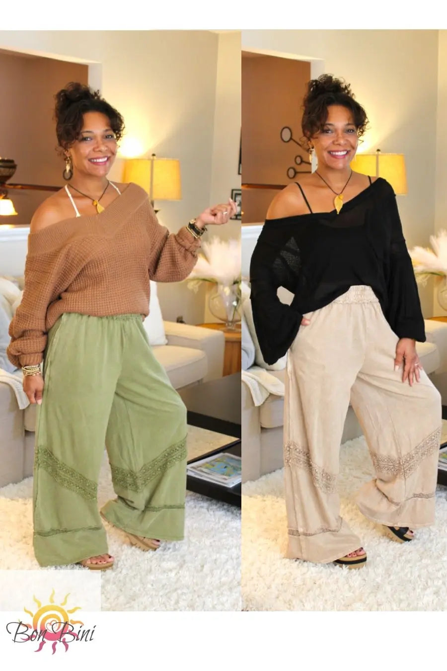JH Mineral Wash Boho Trim Pants
