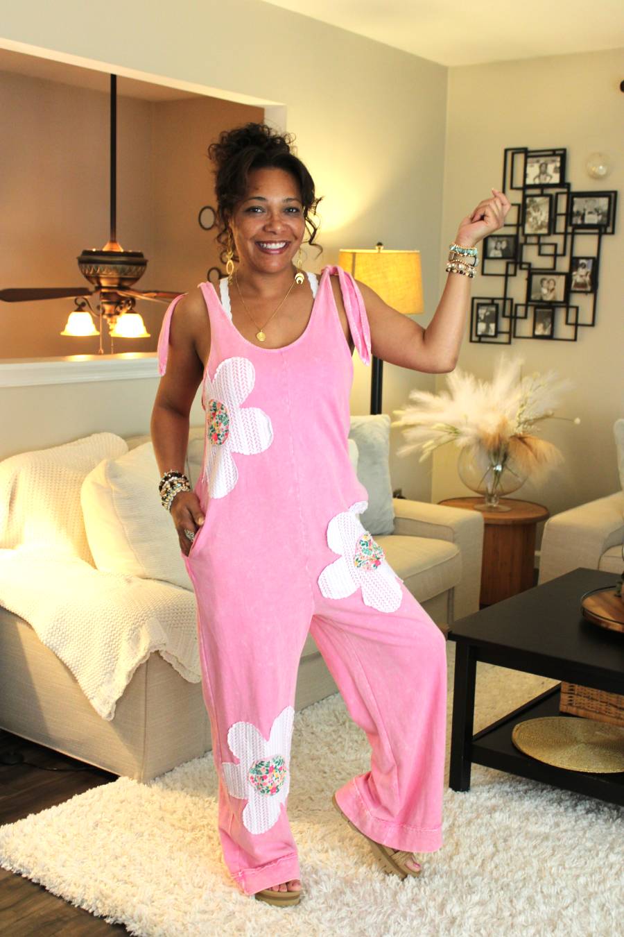 Mineral Wash Flower Power Jumpsuit