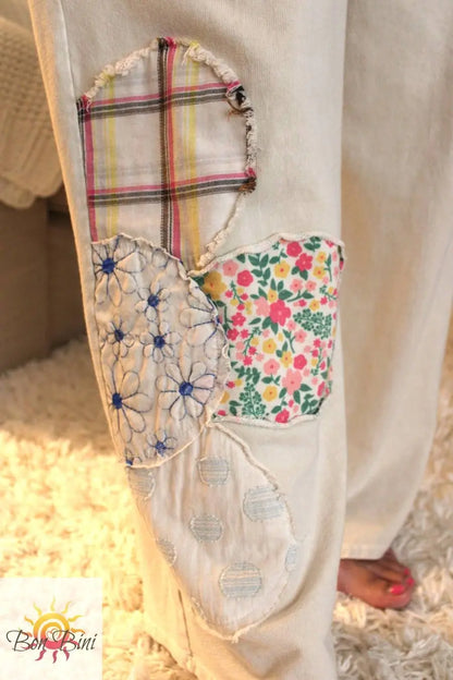 JH Mineral Wash Flower Power Patched Pants