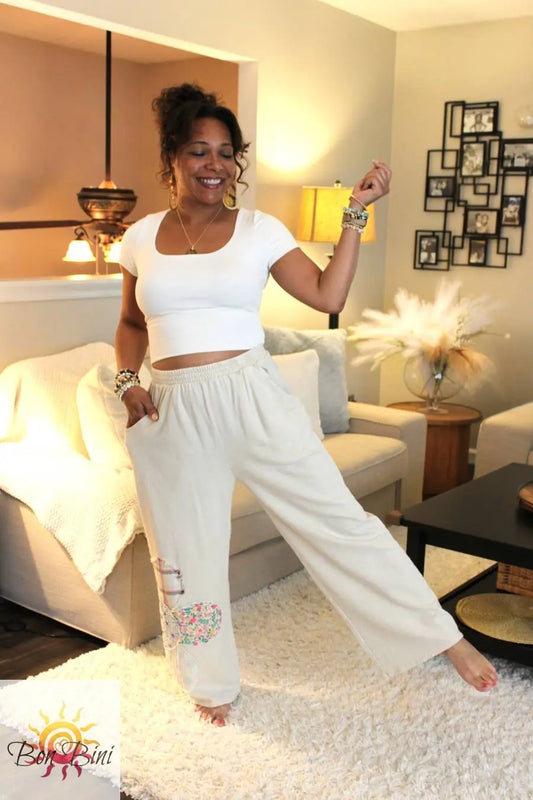 JH Mineral Wash Flower Power Patched Pants