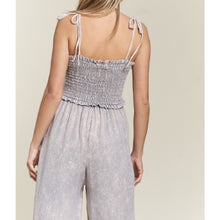 Load image into Gallery viewer, Mineral Wash Smocked Jumpsuit
