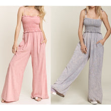 Load image into Gallery viewer, Mineral Wash Smocked Jumpsuit

