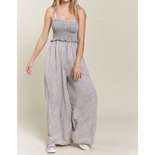 Load image into Gallery viewer, Mineral Wash Smocked Jumpsuit

