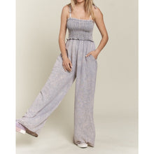Load image into Gallery viewer, Mineral Wash Smocked Jumpsuit
