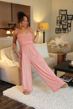 Load image into Gallery viewer, Mineral Wash Smocked Jumpsuit
