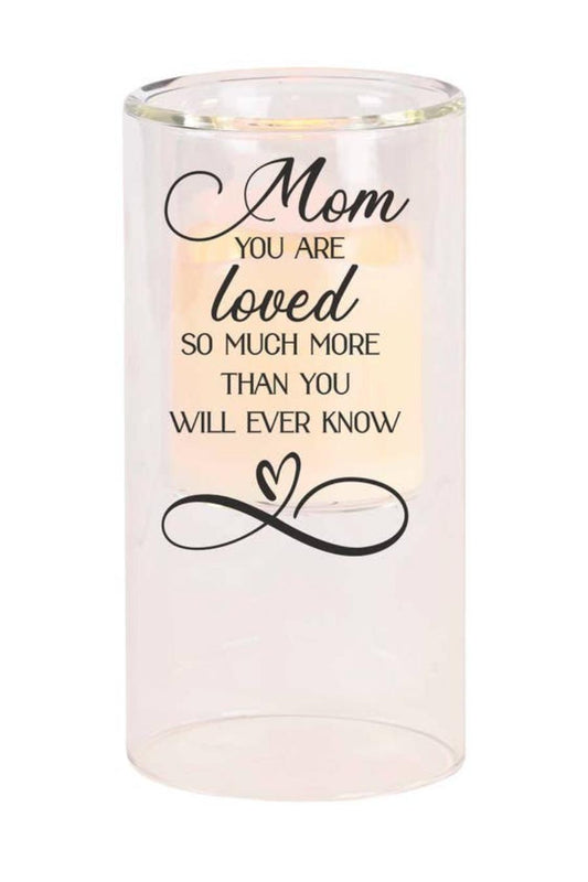 "Mom You Are Loved So Much More Than You Will Ever Know" LED Candle & Candleholder