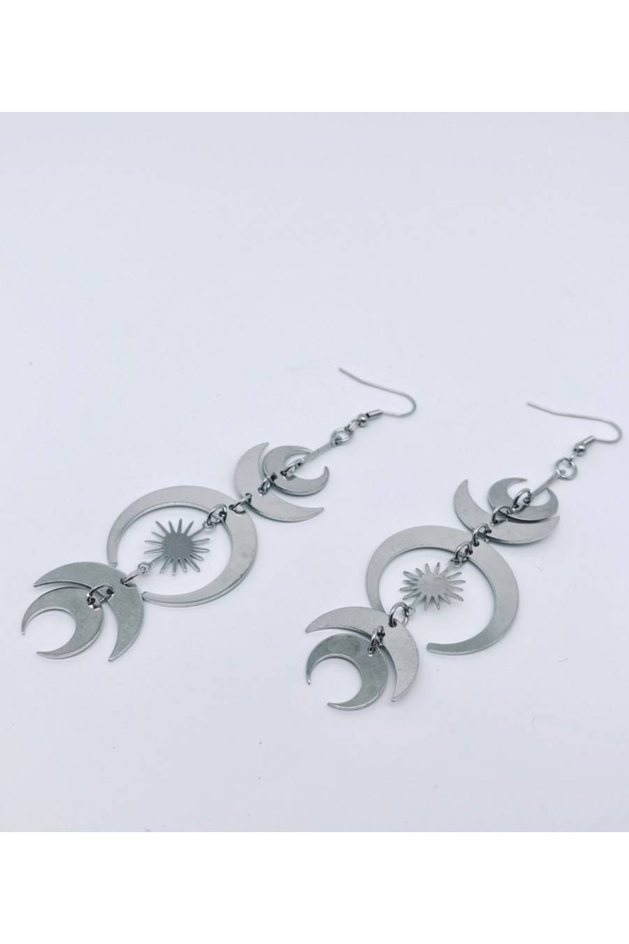 Moon Phased Metallic Star Earrings