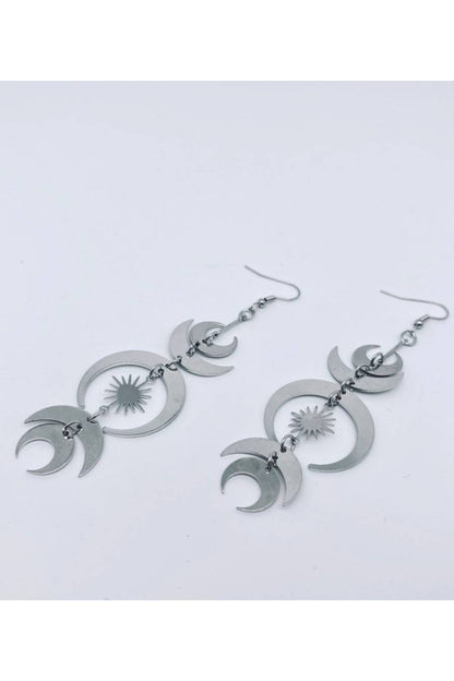 Moon Phased Metallic Star Earrings