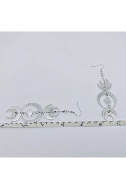 Moon Phased Metallic Star Earrings